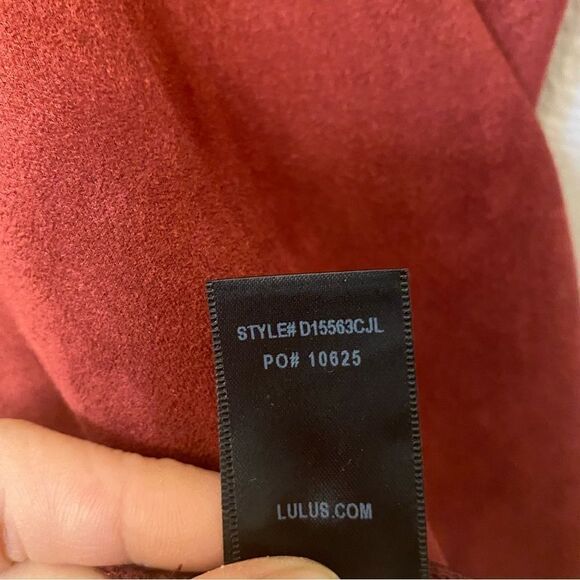 Lulus Dearest Dream burgundy Red Suede scallop short Skater holiday Dress S - Picture 10 of 13